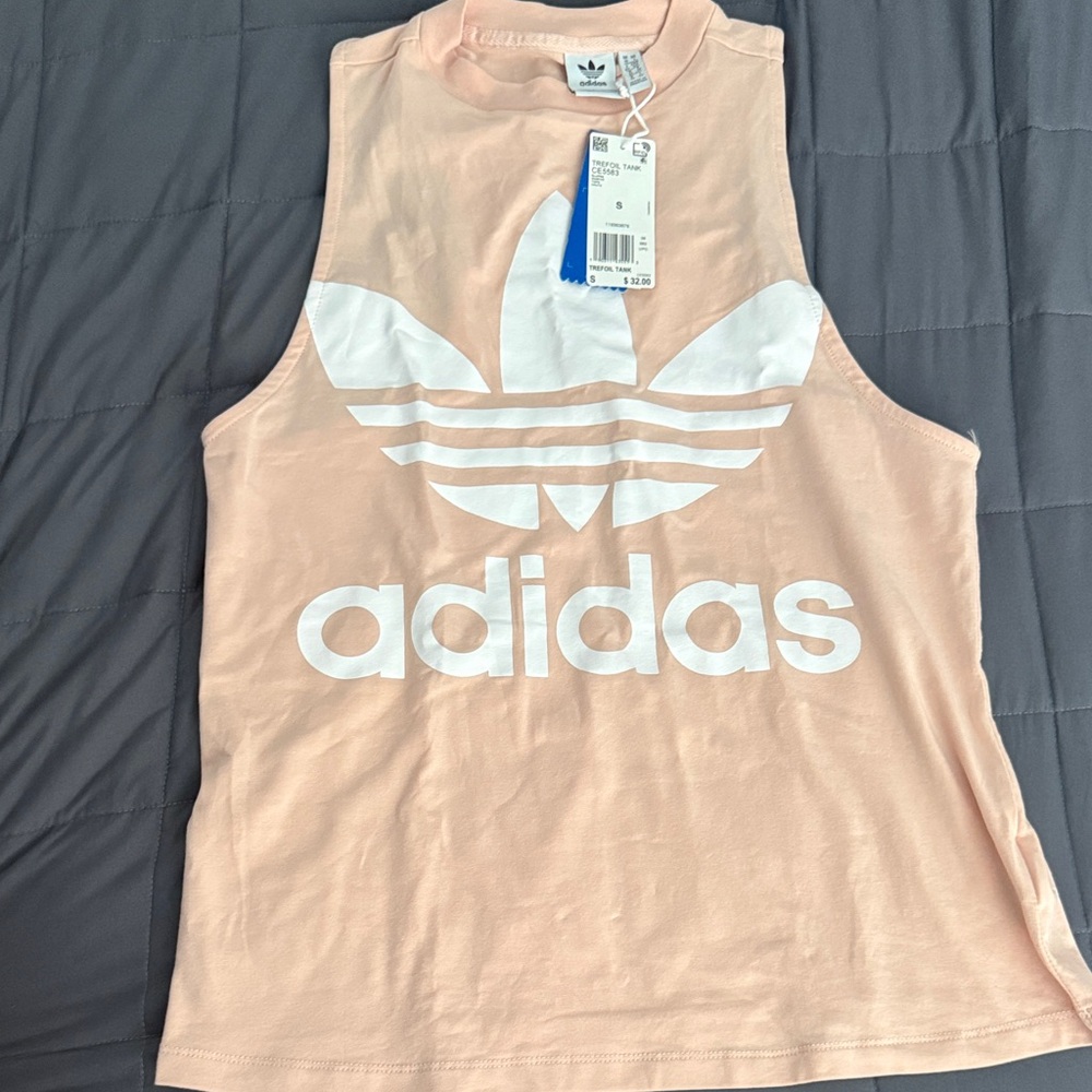 Adidas Light Coral Sleeveless Top with White Logo